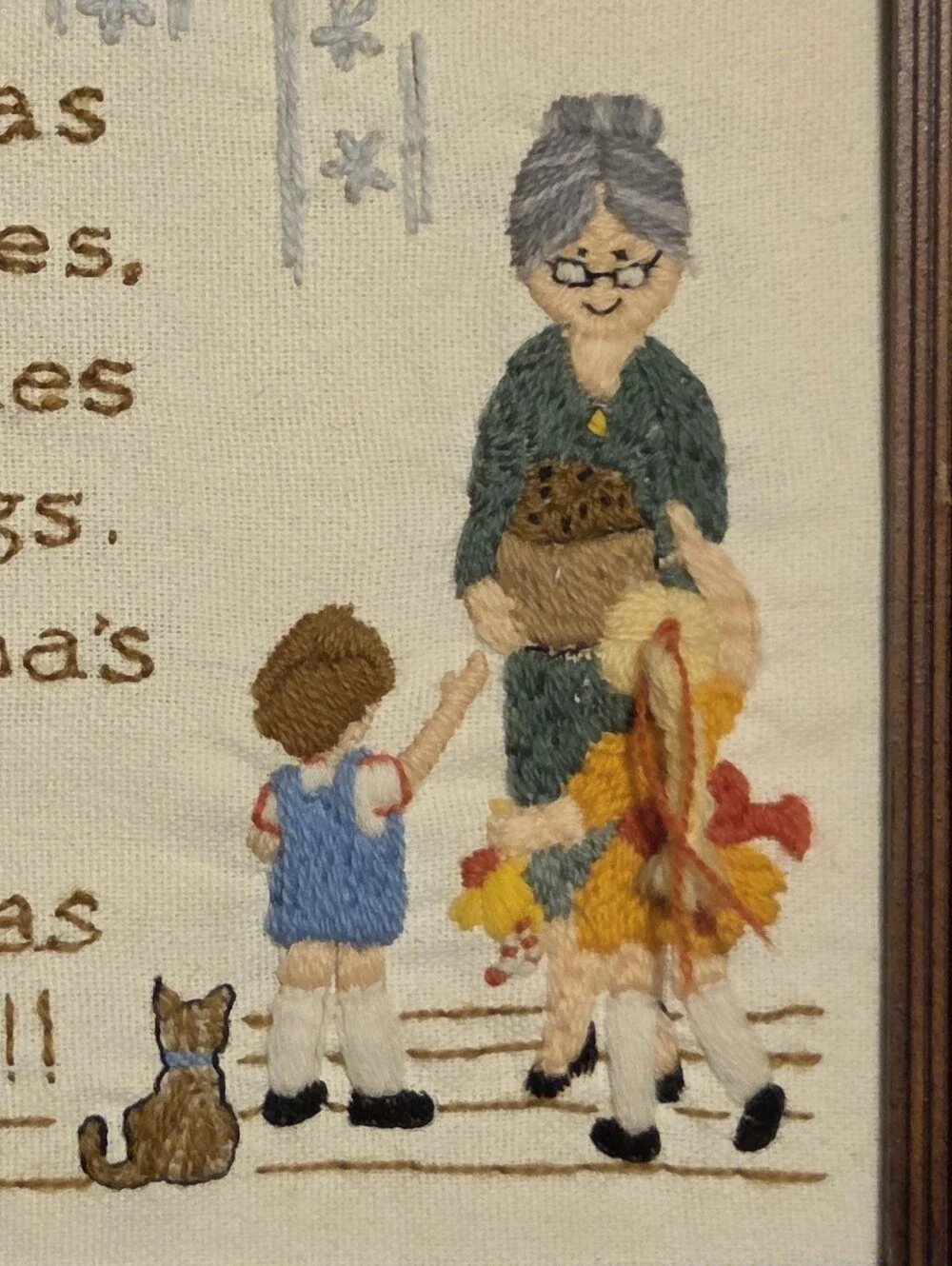 Vintage Crewel Embroidery Sampler Grandma Core Cottage Core 70s